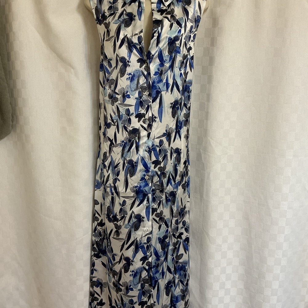 DKNY Blue and White Floral Maxi Dress